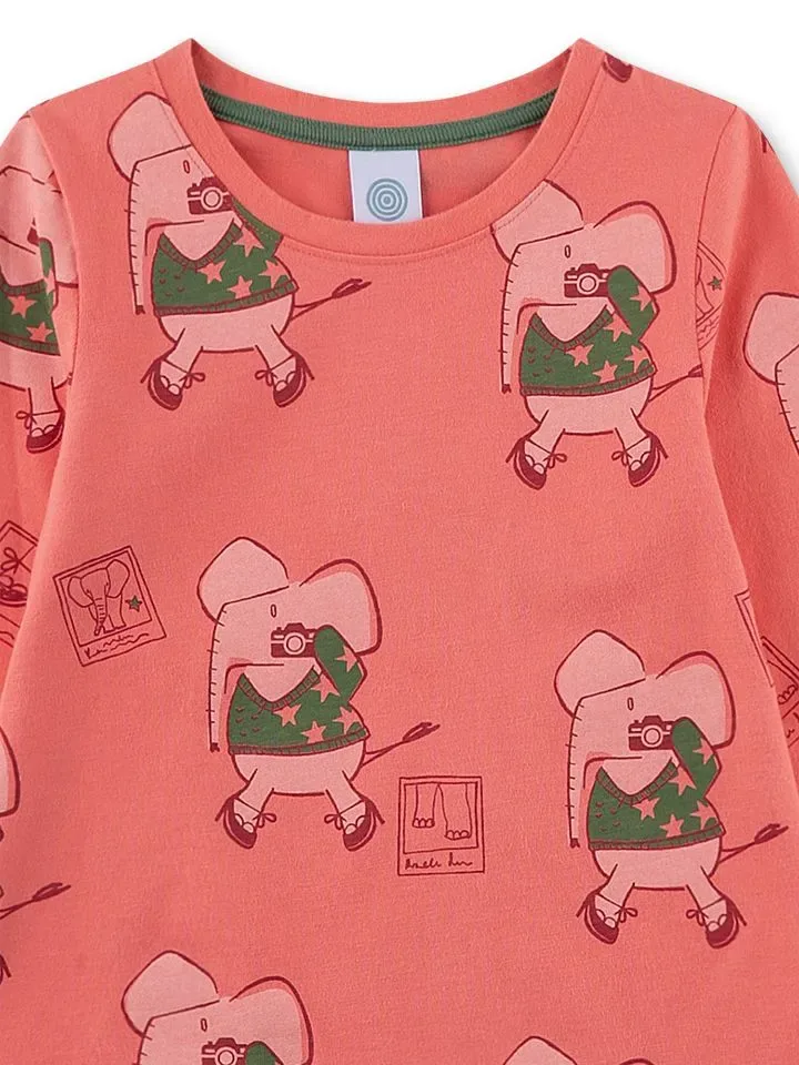 Sanetta pyjama meisjes: Olifanten, donker roze / rood ( SAN.175 )