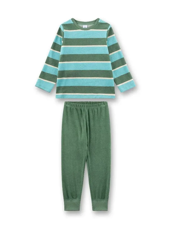Sanetta pyjama Jongens: Groen gestreept, Badstof ( SAN.178 )