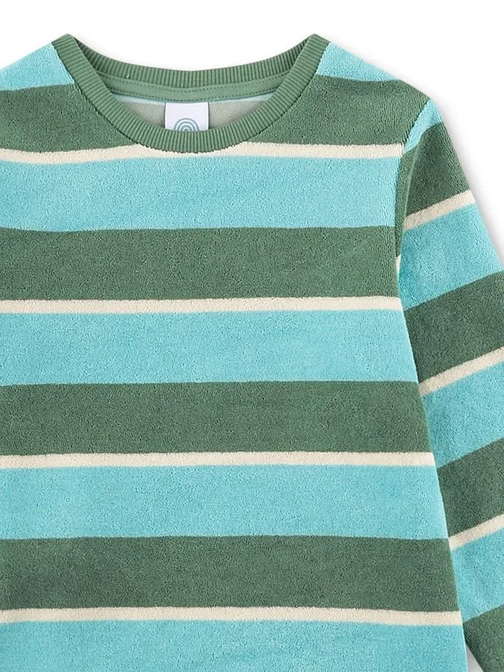 Sanetta pyjama Jongens: Groen gestreept, Badstof ( SAN.178 )