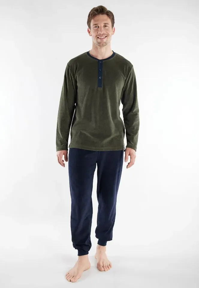Tom Tailor pyjama heren: Groen, Terry badstof ( TOM.43 )