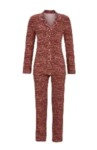 Ringella Dames Pyjama: Bordeaux, Doorknoop model ( RIN.594 )