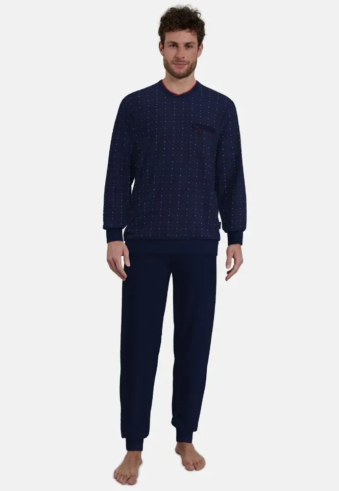 Gotzburg pyjama Heren: Blauw, 100% Katoen ( GOT.73 )