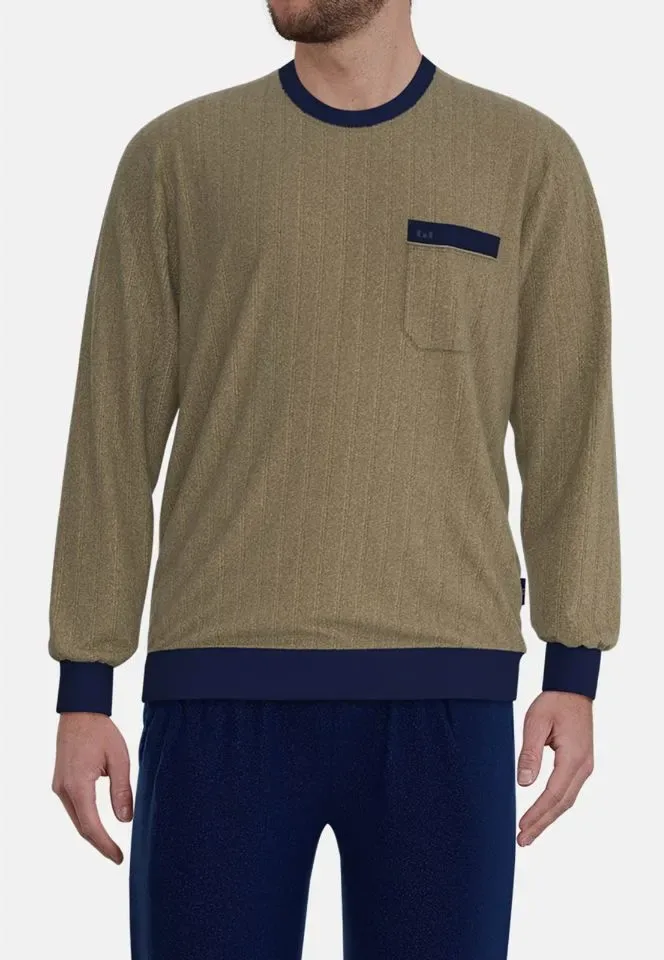 Gotzburg pyjama Heren: bruin, Badstof ( GOT.74 )