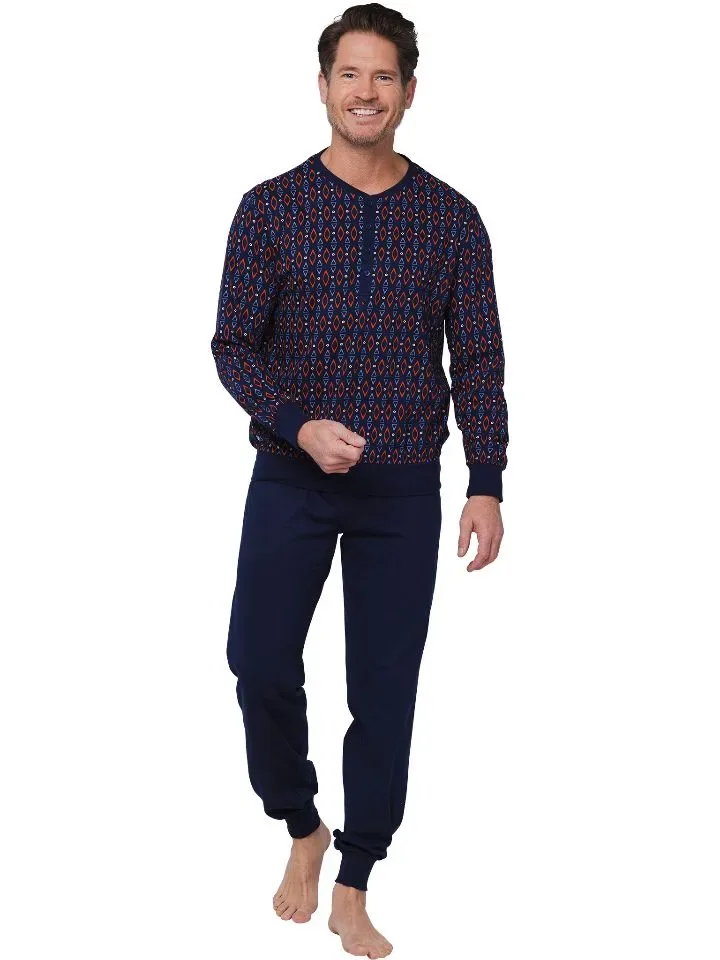 Pastunette Heren Pyjama: Blauw, 100% katoen ( PAS.121 )