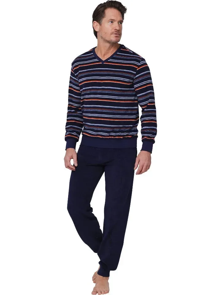 Pastunette Heren Pyjama: Blauw, Badstof tot 3xL ( PAS.122 )