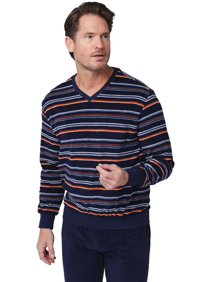 Pastunette Heren Pyjama: Blauw, Badstof tot 3xL ( PAS.122 )