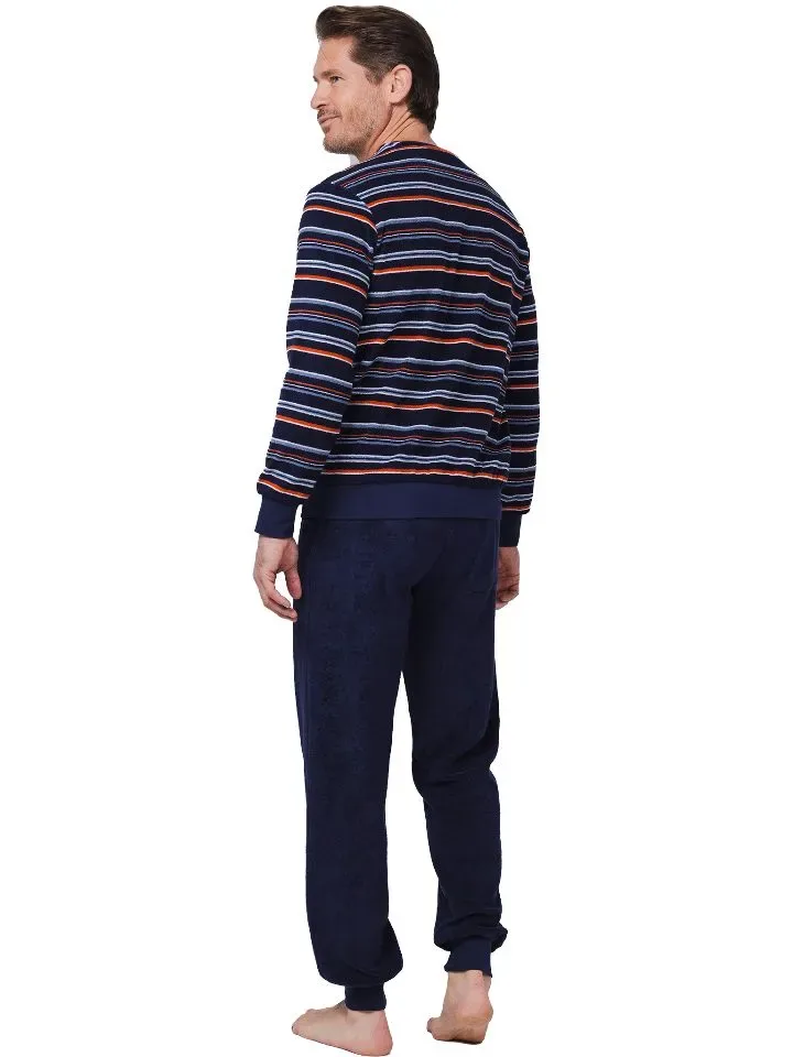 Pastunette Heren Pyjama: Blauw, Badstof tot 3xL ( PAS.122 )