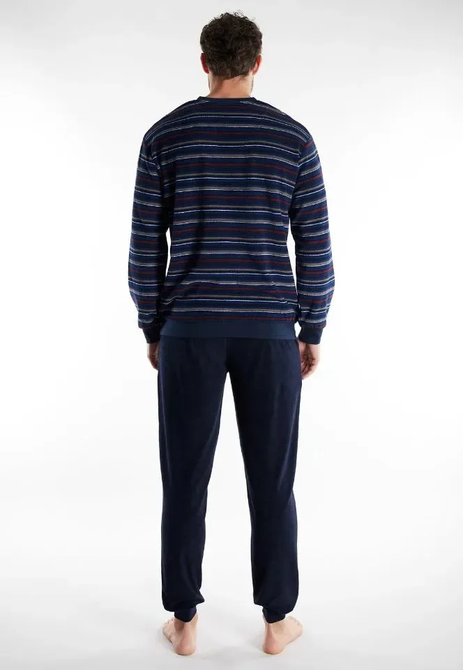 Gotzburg Heren Pyjama: Blauw, Badstof ( GOT.76 )