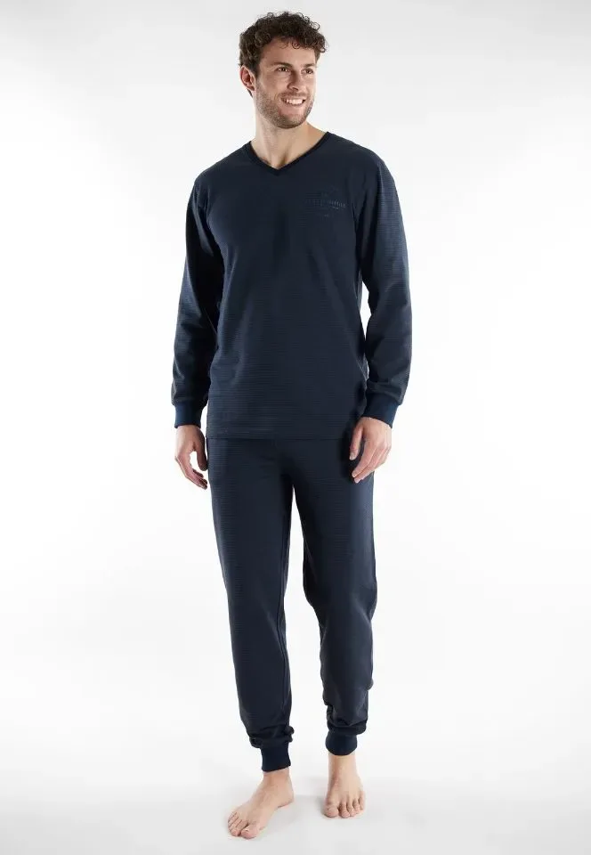 Tom Tailor Pyjama Heren: Blauw, licht gestreept, 100% Katoen ( TOM.44 )