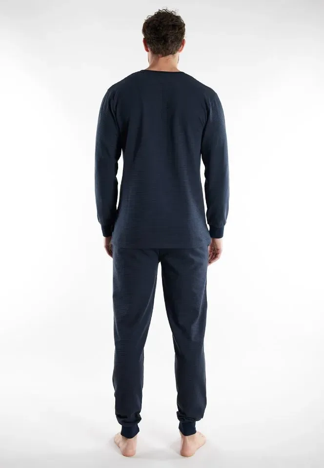 Tom Tailor Pyjama Heren: Blauw, licht gestreept, 100% Katoen ( TOM.44 )