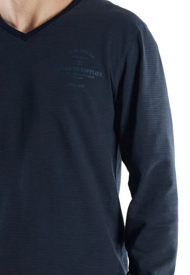 Tom Tailor Pyjama Heren: Blauw, licht gestreept, 100% Katoen ( TOM.44 )