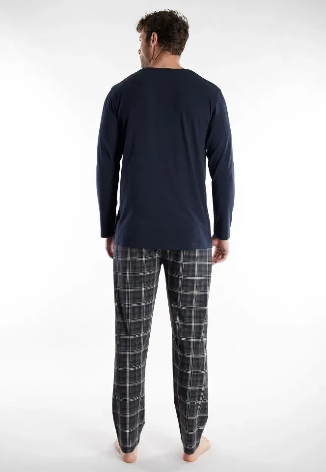 Tom Tailor Pyjama Heren: Blauw, carree broek, 100% Katoen ( TOM.45 )