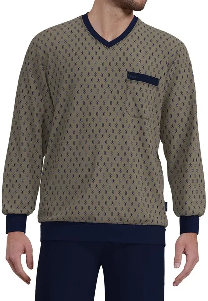 Gotzburg pyjama heren: Taupe, katoen ( GOT.78 )