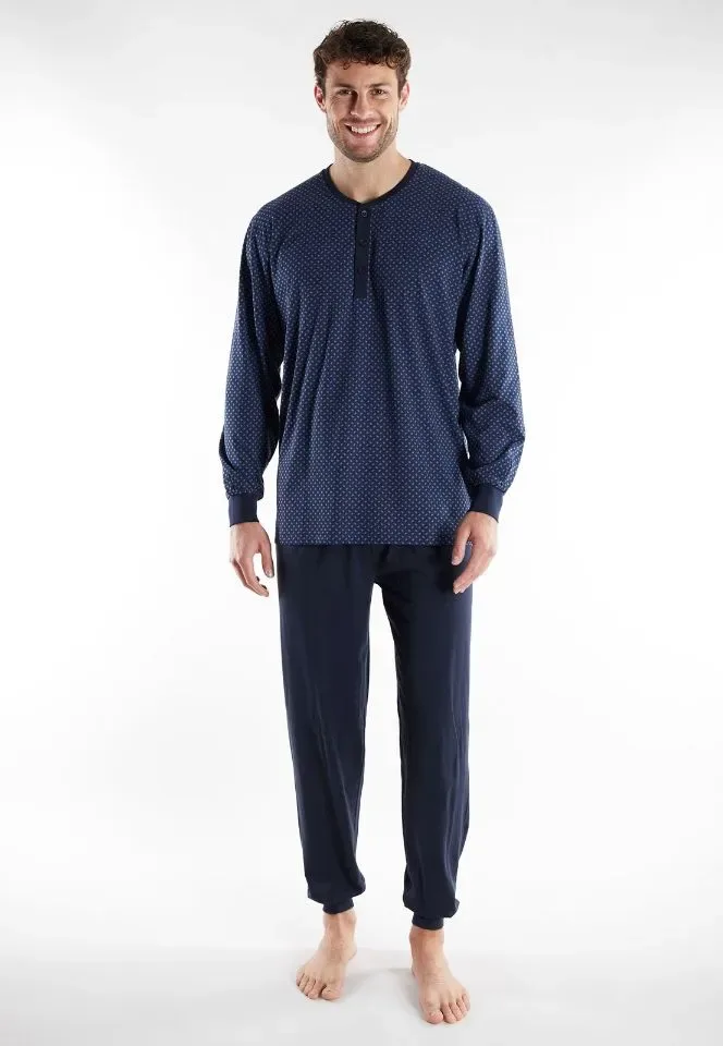 Gotzburg pyjama heren: Blauw geprint ( GOT.81 )