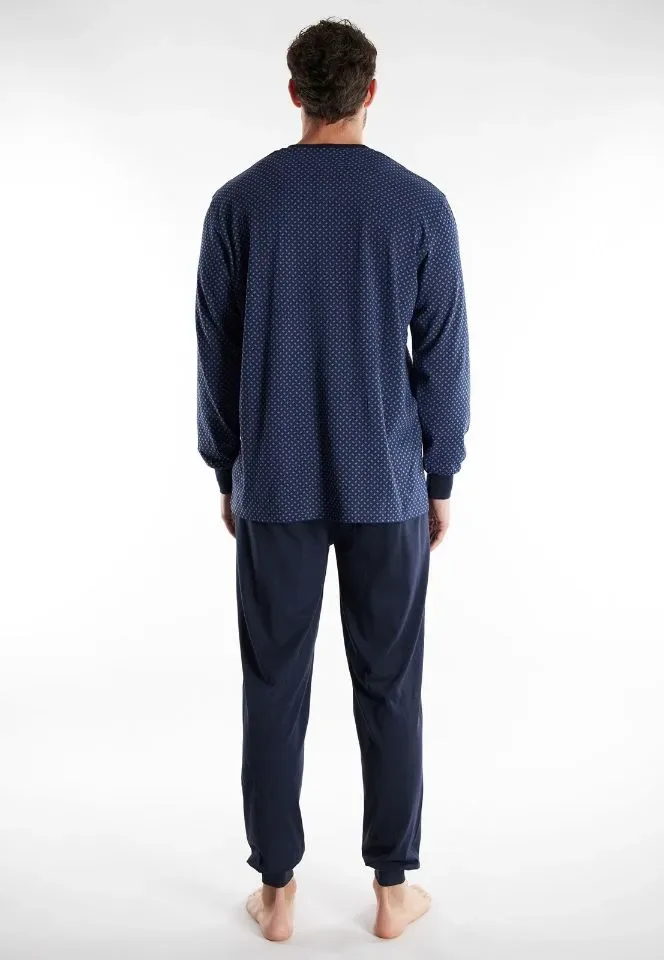 Gotzburg pyjama heren: Blauw geprint ( GOT.81 )