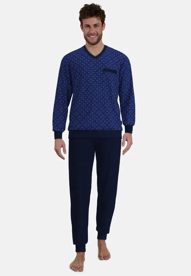 Gotzburg pyjama heren: Blauw geprint ( GOT.82 )