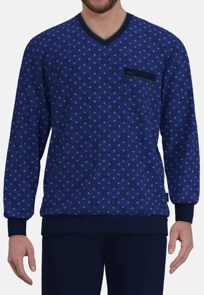Gotzburg pyjama heren: Blauw geprint ( GOT.82 )