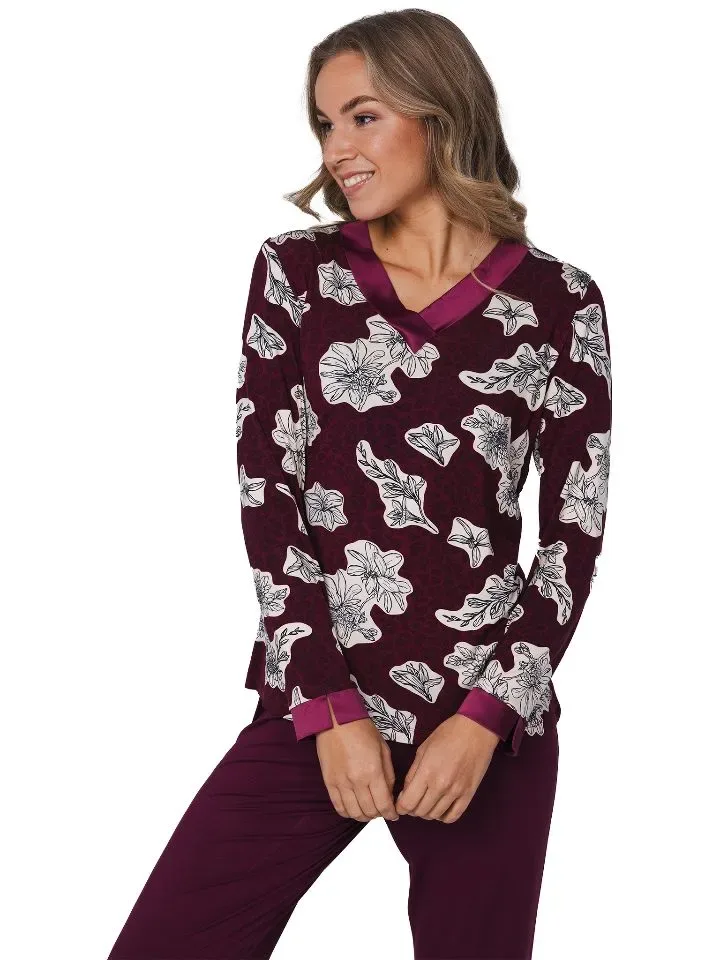 Pastunette Dames pyjama: Bordeaux, Viscose ( PAS.123 )