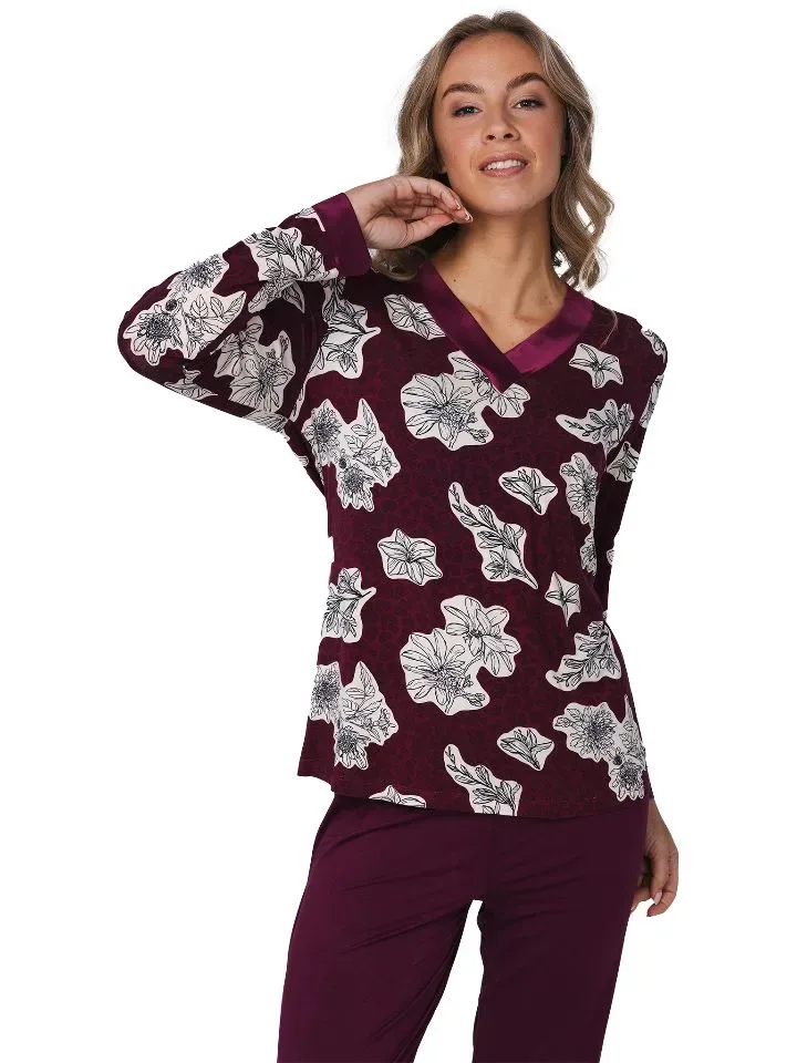 Pastunette Dames pyjama: Bordeaux, Viscose ( PAS.123 )