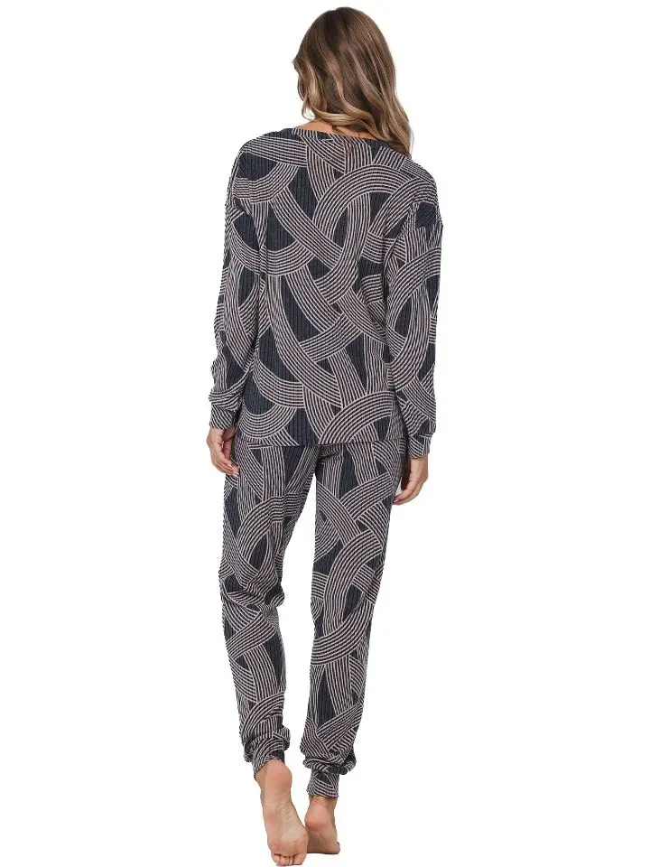 Pastunette Dames pyjama: Zwart / beige, zeer zacht ( PAS.125 )