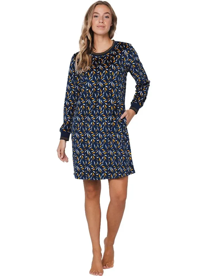 Pastunette Dames nachthemd: Blauw, Fleece ( PAS.128 )