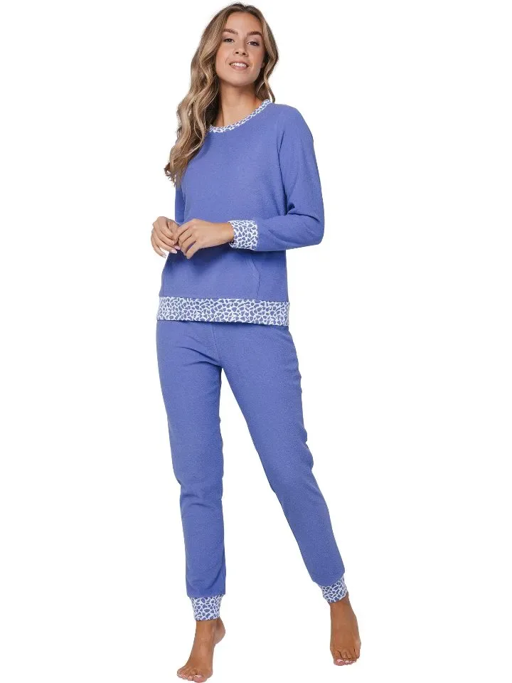 Pastunette Rebelle Dames pyjama: Blauw, badstof gemoltoneerd ( PAS.129 )
