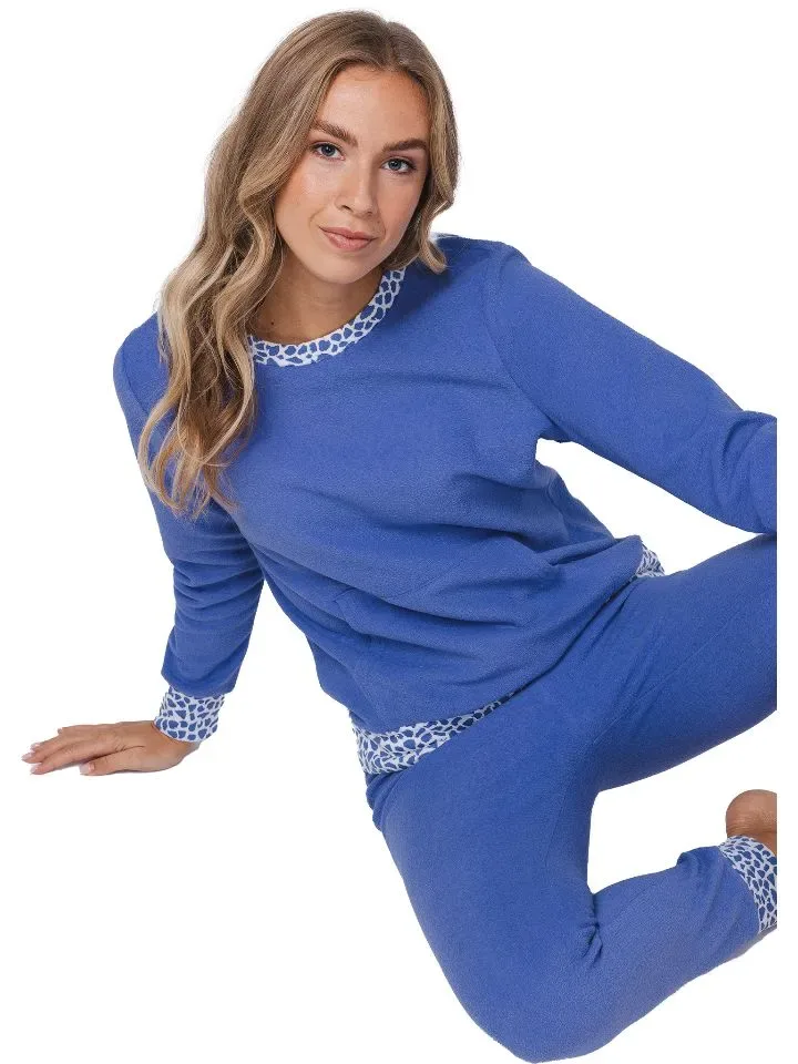 Pastunette Rebelle Dames pyjama: Blauw, badstof gemoltoneerd ( PAS.129 )