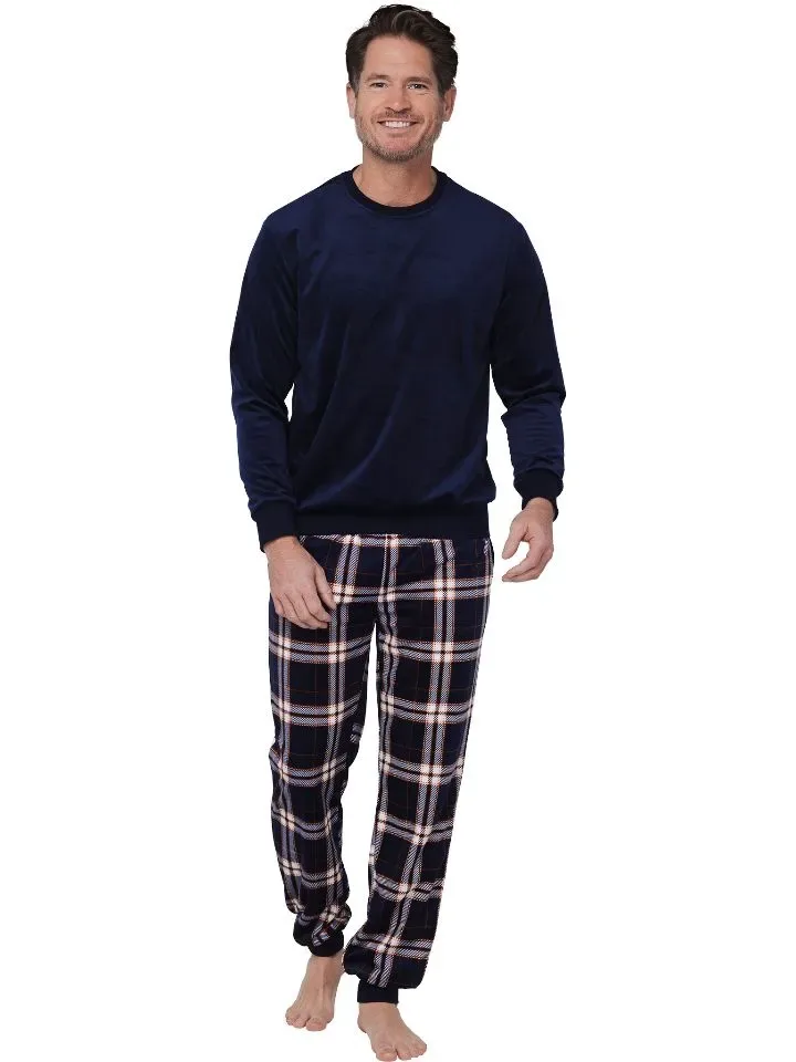 Pastunette pyjama heren: fleece, donker blauw ( PAS.130 )