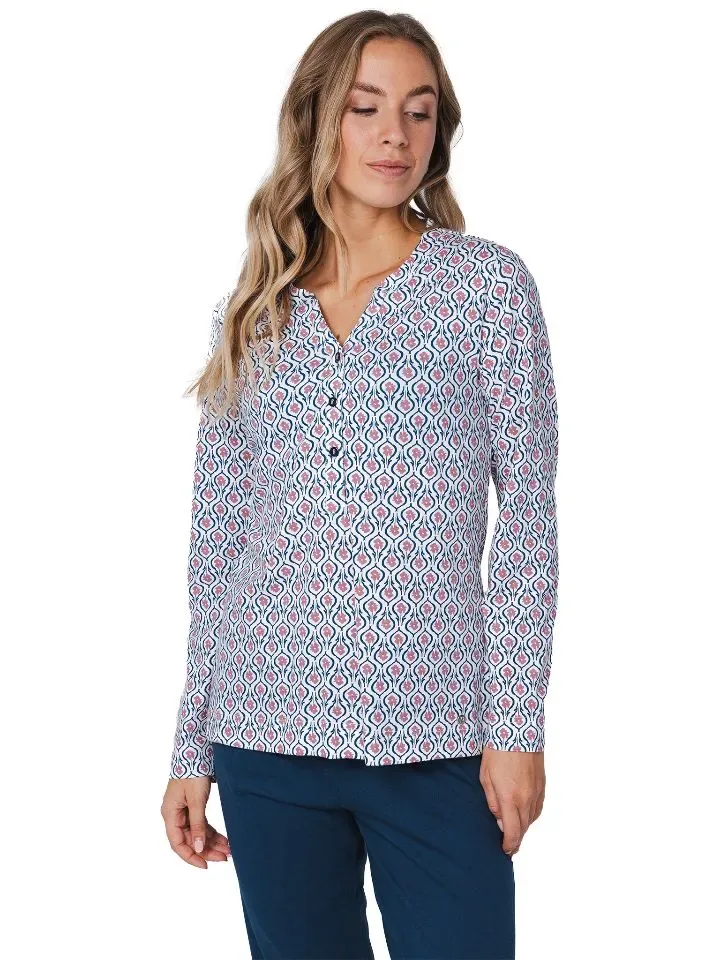 Pastunette dames pyjama: Blauw, 100% katoen ( PAS.133 )