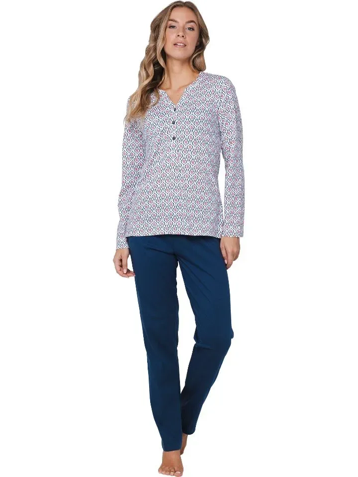 Pastunette dames pyjama: Blauw, 100% katoen ( PAS.133 )