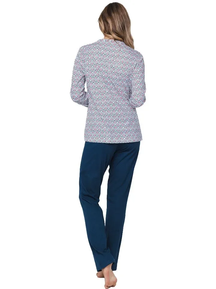 Pastunette dames pyjama: Blauw, 100% katoen ( PAS.133 )