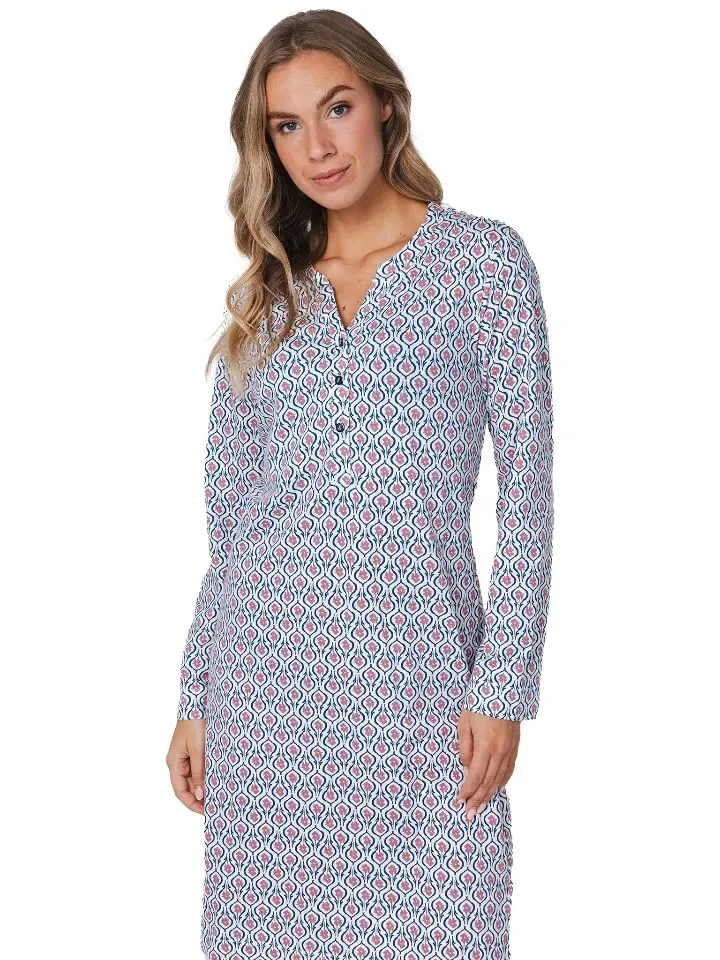 Pastunette dames nachthemd: Blauw, 100% katoen ( PAS.133 )