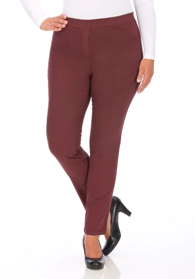 KJ Brand Broek: Jenny, bordeaux, met elastiek in de lenden ( BRA.342 )