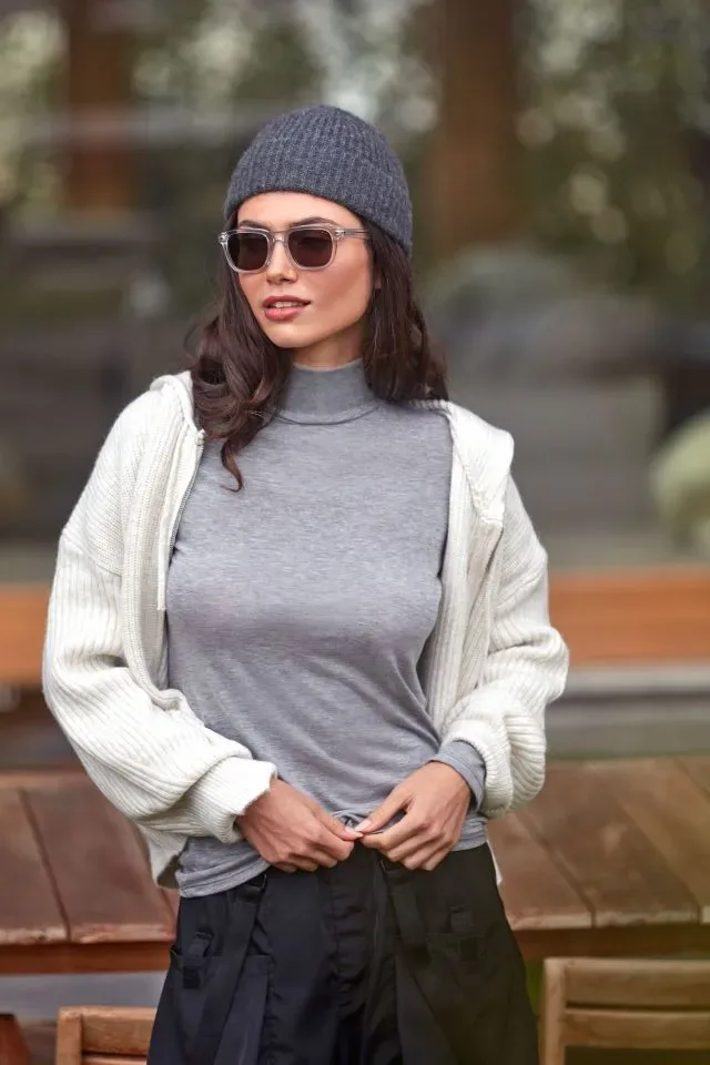 Janira Dames Thermisch onderhemd: Warm Nature, Rolkraag, tencel & wol, Ivory ( JAN.314 )