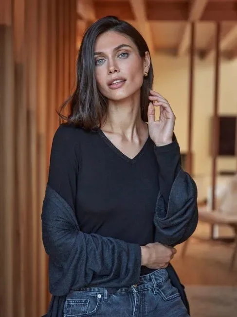 Janira Onderhemd Dames Thermo: CTA m/l Lace warm Nature, ivoor of zwart ( JAN.289 / JAN.315 )