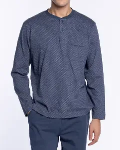Punto blanco Pyjama Heren: blauw met motief, 100% Katoen ( PUN.79 )