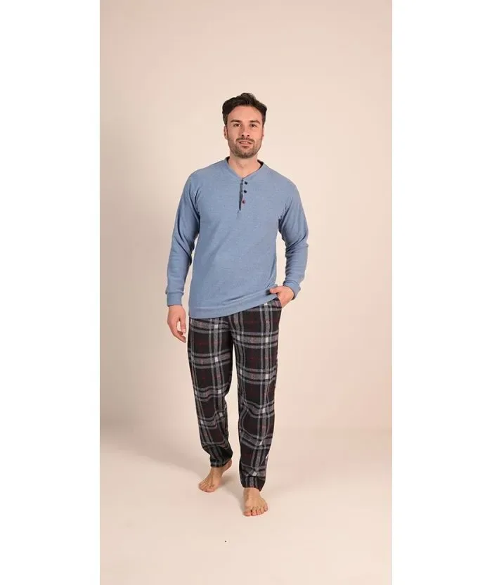 Gary Heren Pyjama: Punto milano ( lekker warm ) blauw ( GARY.124 )