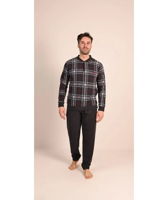 Gary Heren Pyjama: Punto milano ( lekker warm ) Antraciet ( gary.125 )