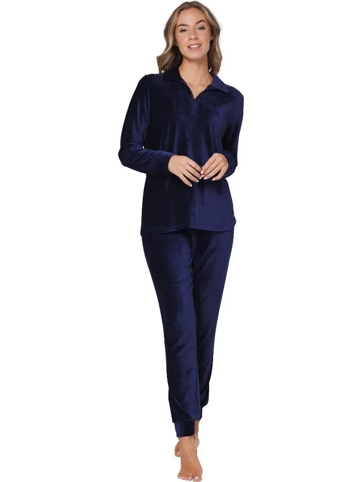Pastunette Dames Homewear / Pyjama: Donker blauw, platte kol ( PAS.137 )