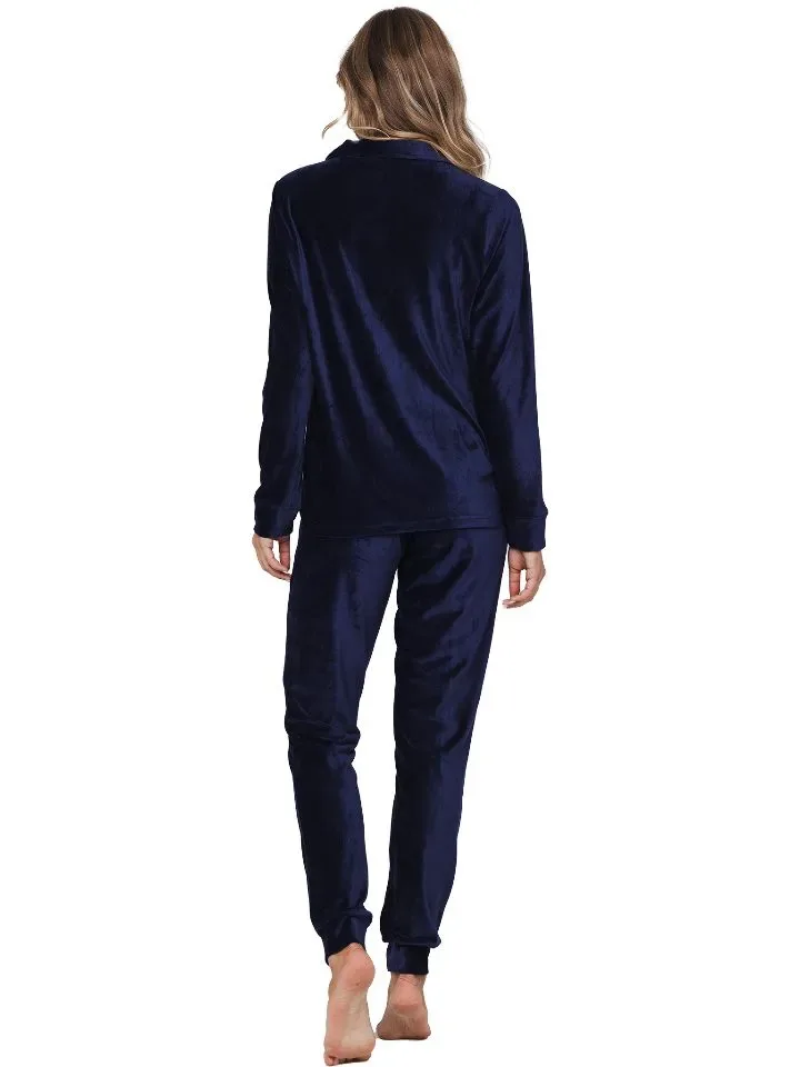 Pastunette Dames Homewear / Pyjama: Donker blauw, platte kol ( PAS.137 )