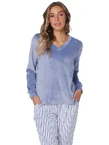 Pastunette Dames pyjama: Fleece, blauw ( PAS.139 )