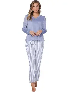 Pastunette Dames pyjama: Fleece, blauw ( PAS.139 )