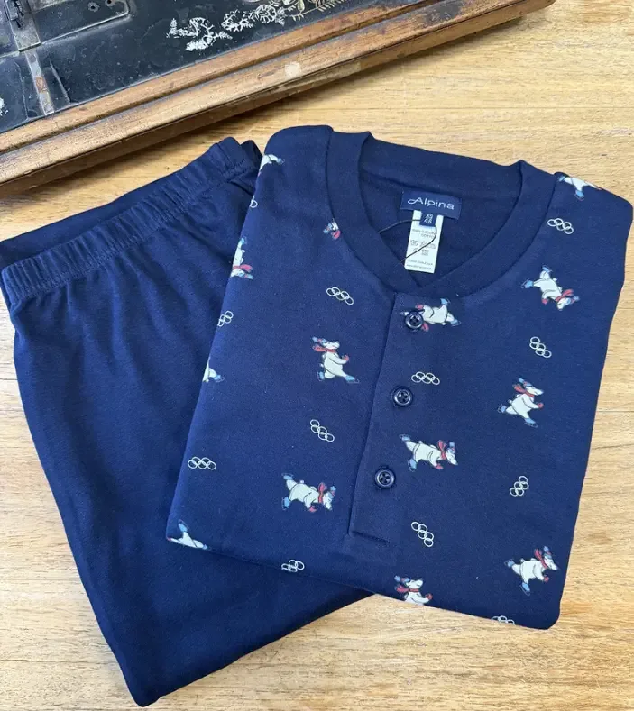 Alpina Heren Pyjama: Interlock, blauw olympische winterspelen ( TEX.771 )