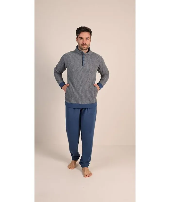 Gary Heren pyjama / Homewear: Punto milano ( zeer warm ), Blauw ( GARY.128 )