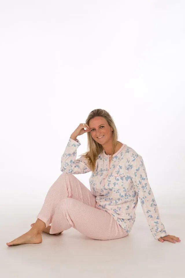 Perlina Dames pyjama: Erina A, Roze, gemoltoneerd ( LINA.97 )