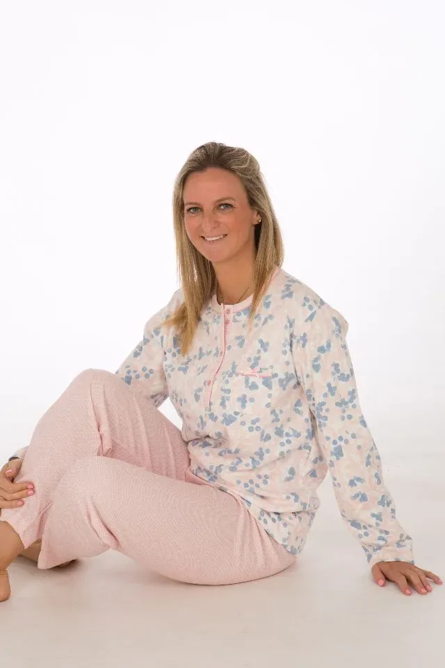 Perlina Dames pyjama: Erina A, Roze, gemoltoneerd ( LINA.97 )