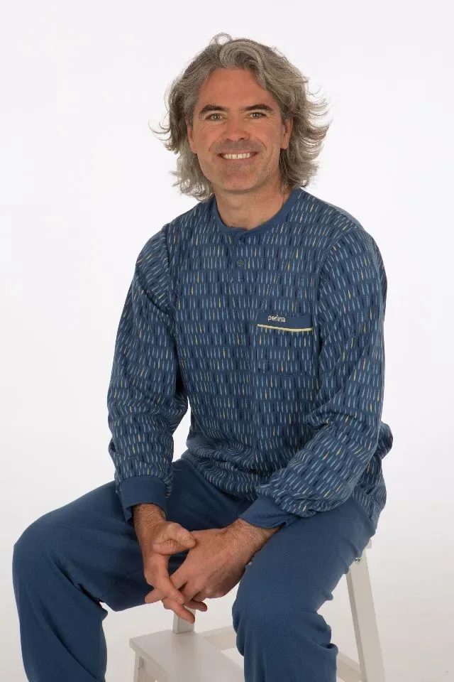 Perlina Heren pyjama: Igor, interlock, Blauw ( LINA.106 )