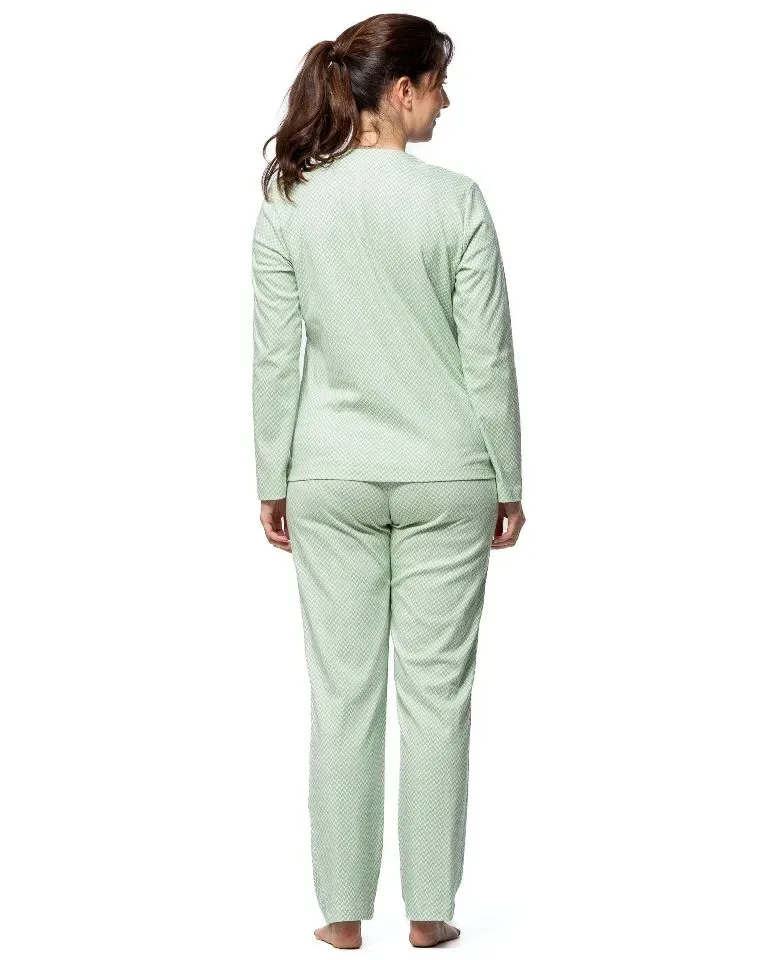 Egatex dames Pyjama: Groen, Lange mouwen ( EGA.508