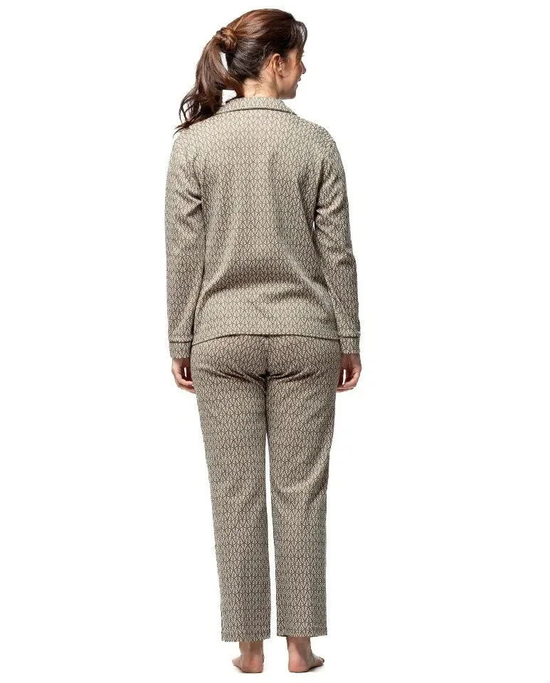 Egatex dames Pyjama: Groen / Roze, Doorknoop model ( EGA.508 )