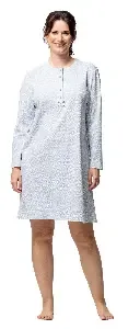 Egatex dames nachthemd: Blauw geprint, 100cm, interlock ( EGA.512 )